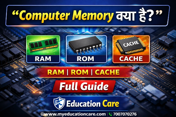 कंप्यूटर मेमोरी क्या है? प्रकार, काम और पूरी जानकारी,कंप्यूटर मेमोरी क्या है, RAM क्या है, ROM क्या है, Cache Memory, Secondary Memory, Computer Memory in Hindi